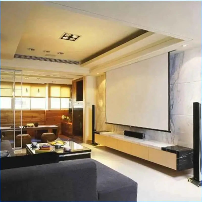 100-Inch 16:9 Motorized Electric Projector Screen with Remote Control for Home Theater, Business, and Educational Use
