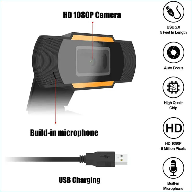 1080P HD Webcam with Built-in Microphone - USB Computer Camera for Gaming, Conferencing, and Video Calls - EgoGadgets