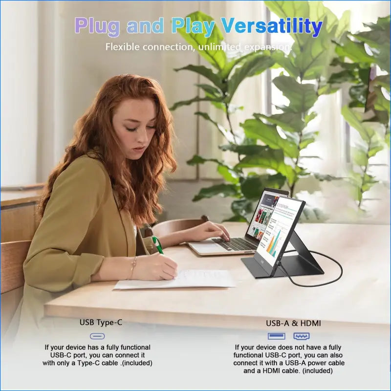 14-Inch Portable 1920x1080 Monitor with USB-C and HDMI Connectivity – External Travel Monitor for PC, Mac, and Mobile Devices - EgoGadgets