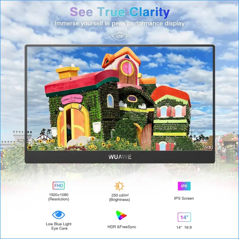 14-Inch Portable 1920x1080 Monitor with USB-C and HDMI Connectivity – External Travel Monitor for PC, Mac, and Mobile Devices - EgoGadgets