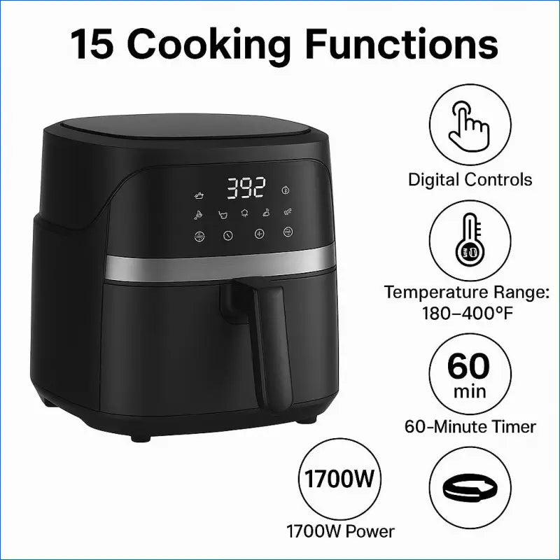 1.5L Air Fryer without Oil 1500W Smart Touch Screen Electric Oven with Timer 8 Preset Menus for Family Cooking - EgoGadgets