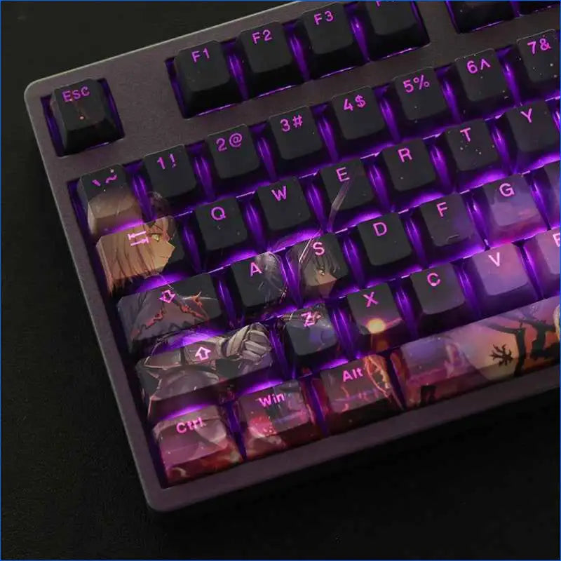 108-Key PBT Dye-Subbed Keycap Set with 5 Sides for Cartoon Anime Gaming - Backlit Keycaps for Fate/Grand Order