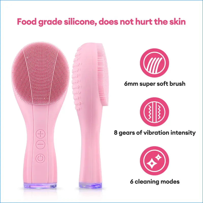 Electric Silicone Facial Brush Sonic Vibration Face Cleansing Brush Waterproof Acne Blackhead Remover Pore Cleaner 2 Side - EgoGadgets