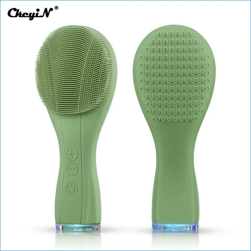 Electric Silicone Facial Brush Sonic Vibration Face Cleansing Brush Waterproof Acne Blackhead Remover Pore Cleaner 2 Side - EgoGadgets