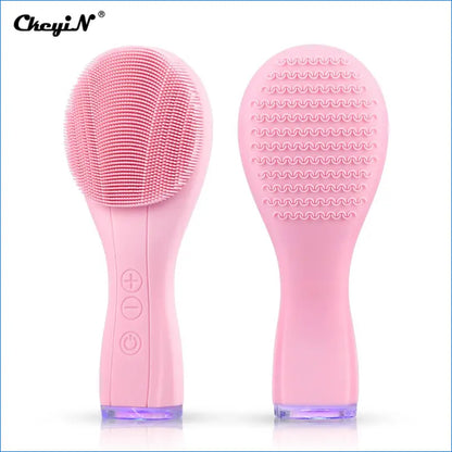 Electric Silicone Facial Brush Sonic Vibration Face Cleansing Brush Waterproof Acne Blackhead Remover Pore Cleaner 2 Side - EgoGadgets