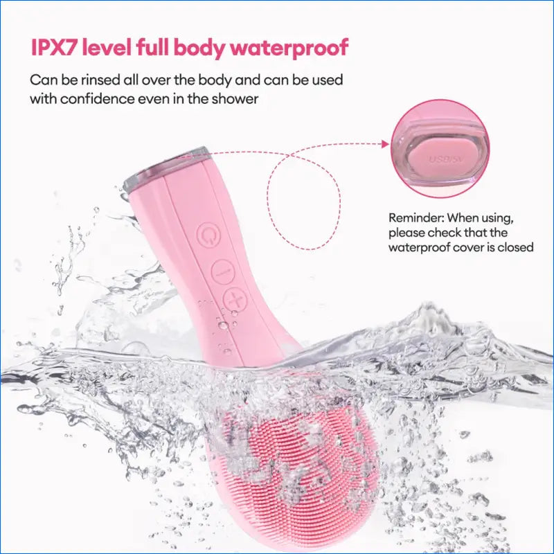 Electric Silicone Facial Brush Sonic Vibration Face Cleansing Brush Waterproof Acne Blackhead Remover Pore Cleaner 2 Side - EgoGadgets