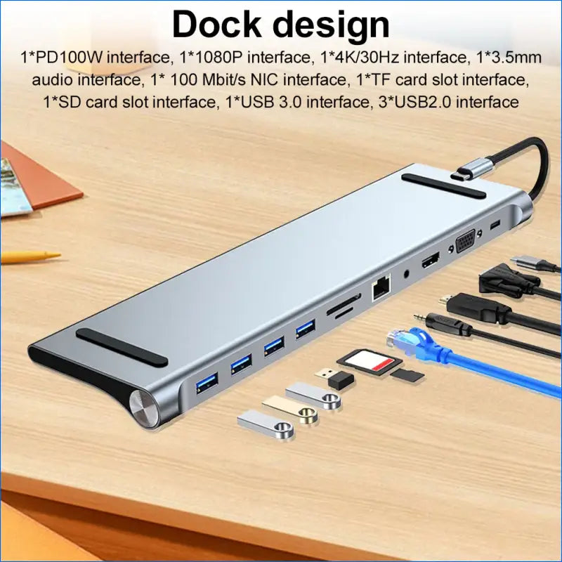 11-in-1 USB-C Docking Station with Triple Display and Multiport Adapter for Dell, Surface, HP, and Lenovo Laptops - EgoGadgets