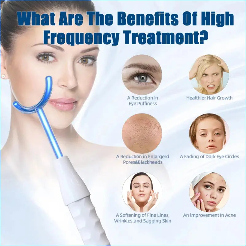 Professional 5-in-1 High Frequency Facial Machine for Anti-Aging and Acne Treatment with Neon and Argon Wands - Blue - EgoGadgets